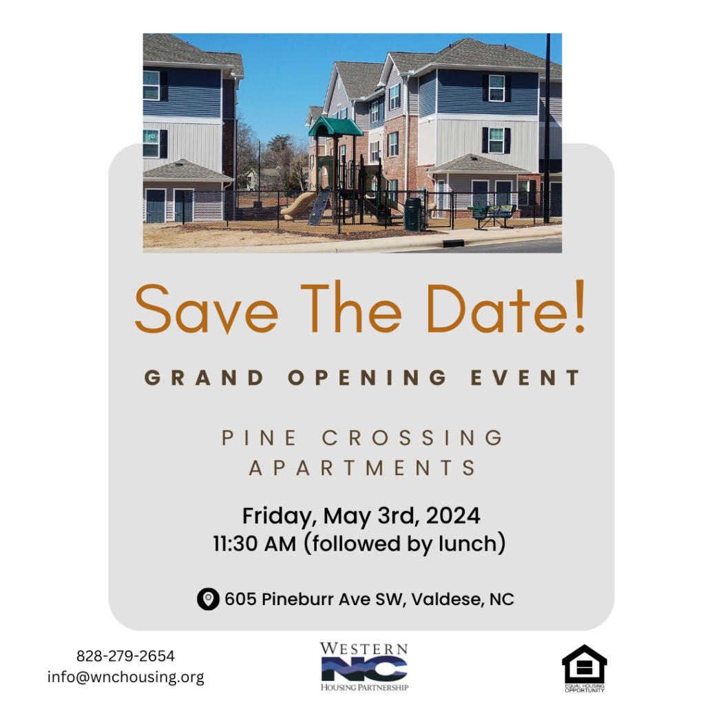 Save The Date! Pine Crossing Grand Opening | Western NC Housing Partnership